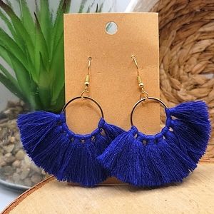 2/$10 large blue tassle earrings